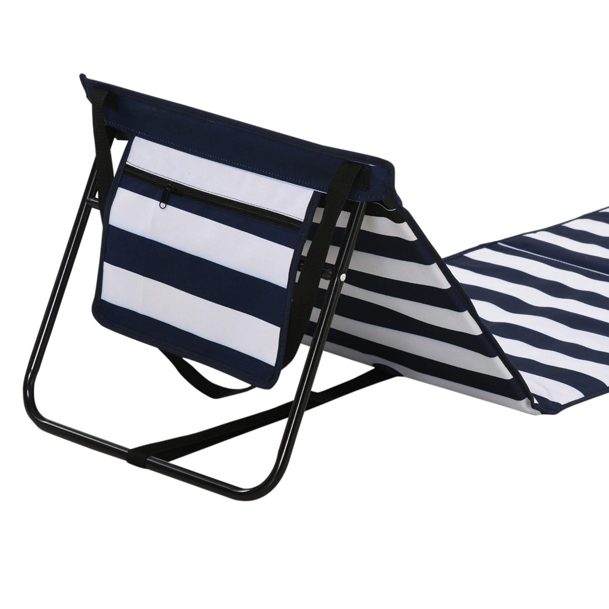 Outsunny Set 2 Sdraio da Spiaggia Pieghevoli ad Angolo Regolabile Multicolore 7/7