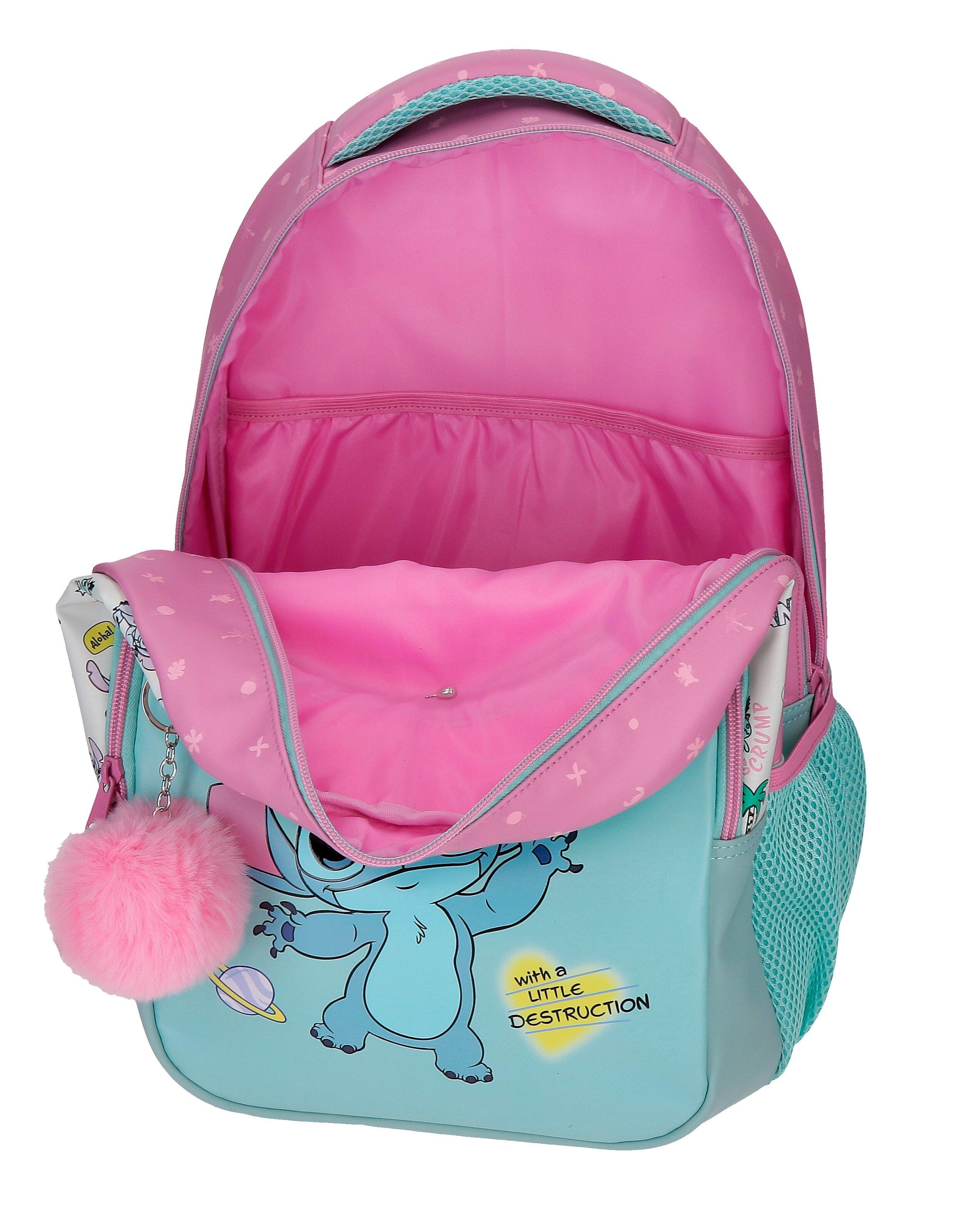 Mochila escolar adaptável a carrinho Stitch Little Destruction 42 cm Turquesa 3/5