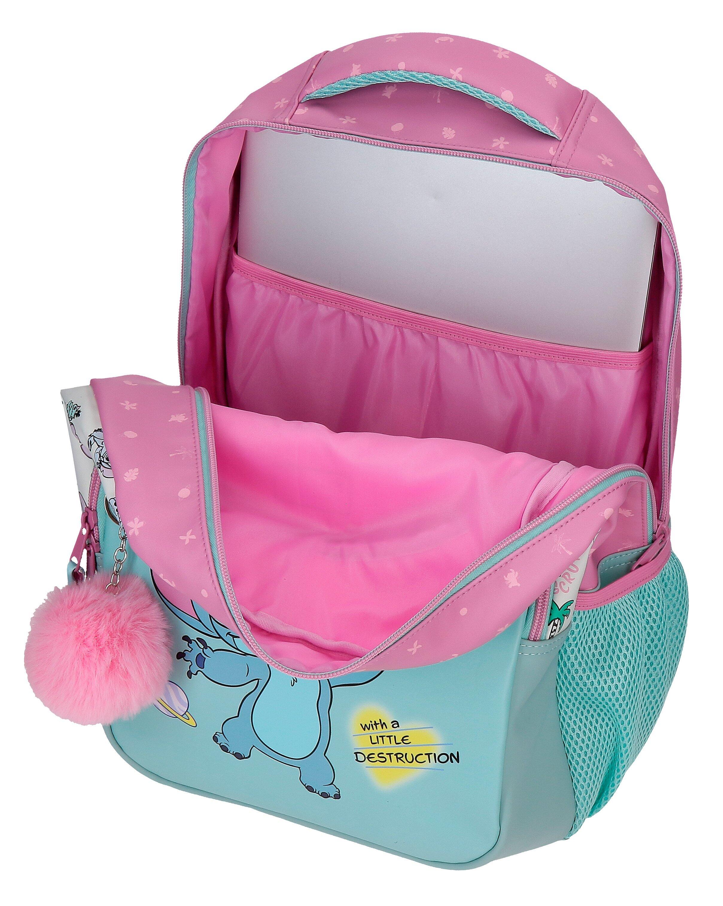Mochila escolar adaptável a carrinho Stitch Little Destruction 42 cm Turquesa 5/5