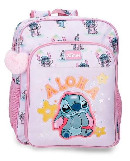 Mochila escolar adaptable a carro Stitch You & Me 40 cm Malva
