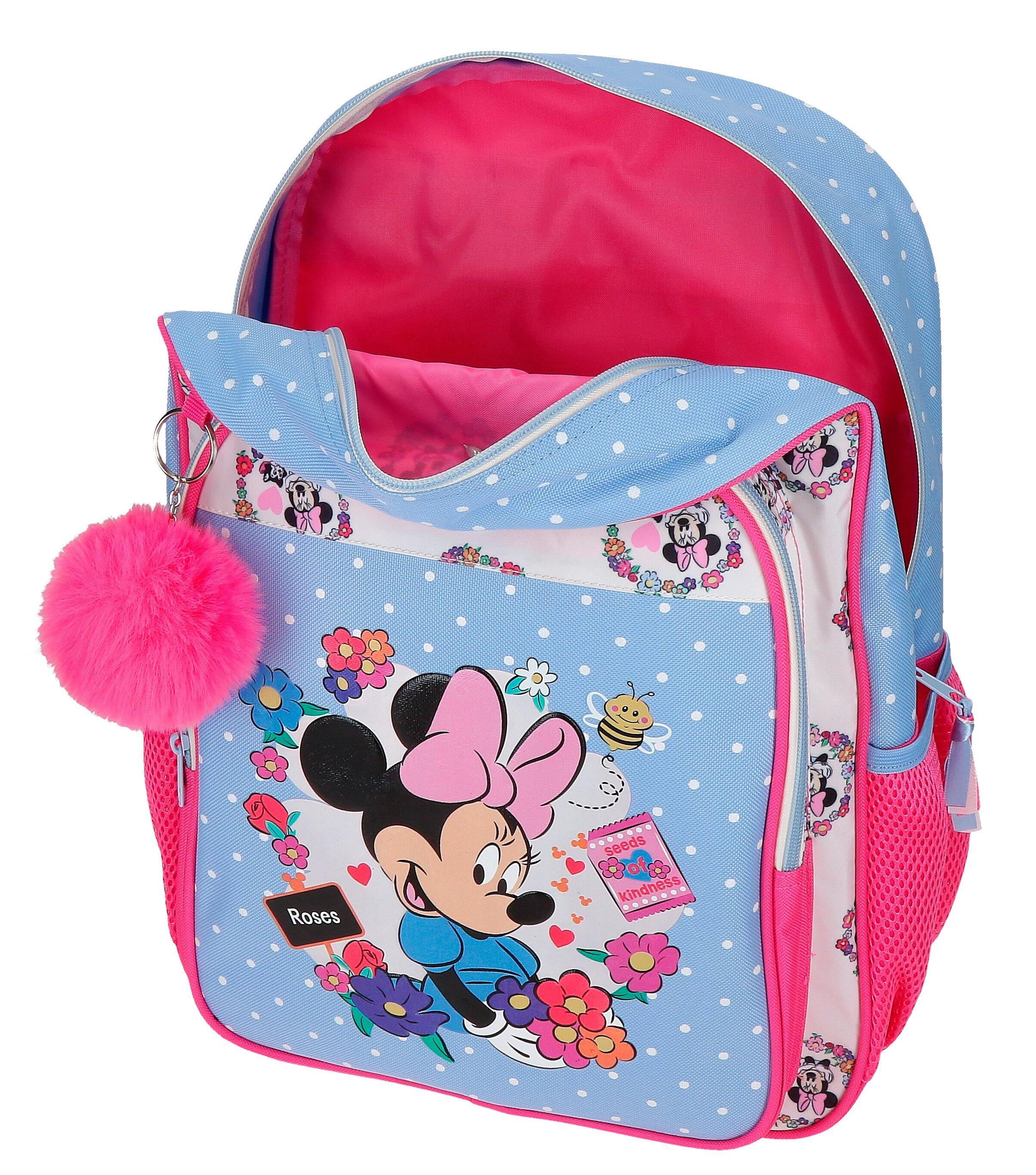 Mochila escolar adaptable a carro Minnie Flowers 40 cm Azul Claro 3/5