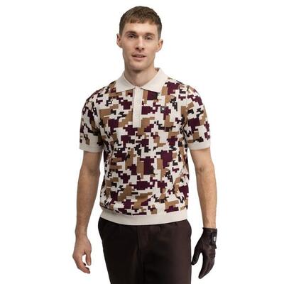 Heren golf gebreide polo trevino sand beige