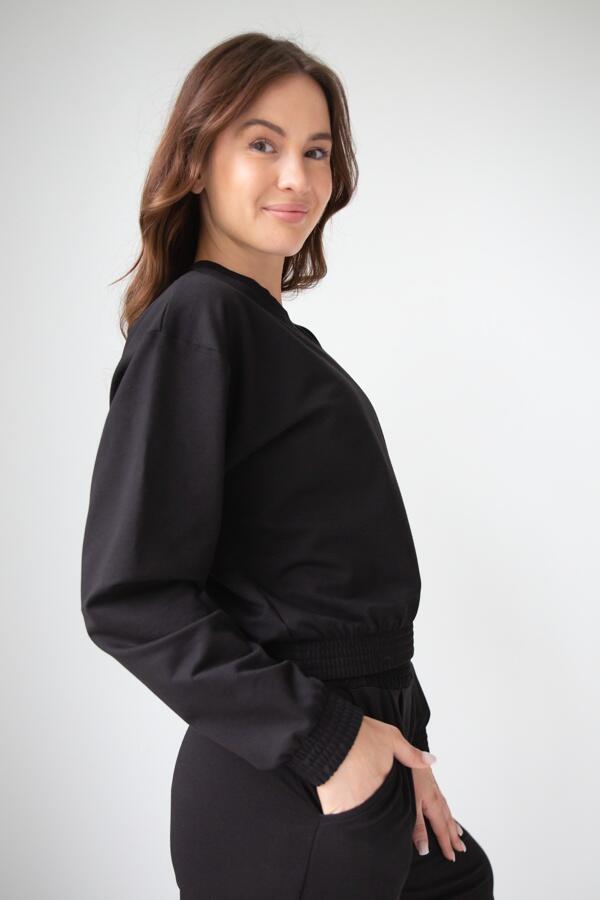 Bluza dresowa damska krótka 2skin Pilates Girl black 3/4