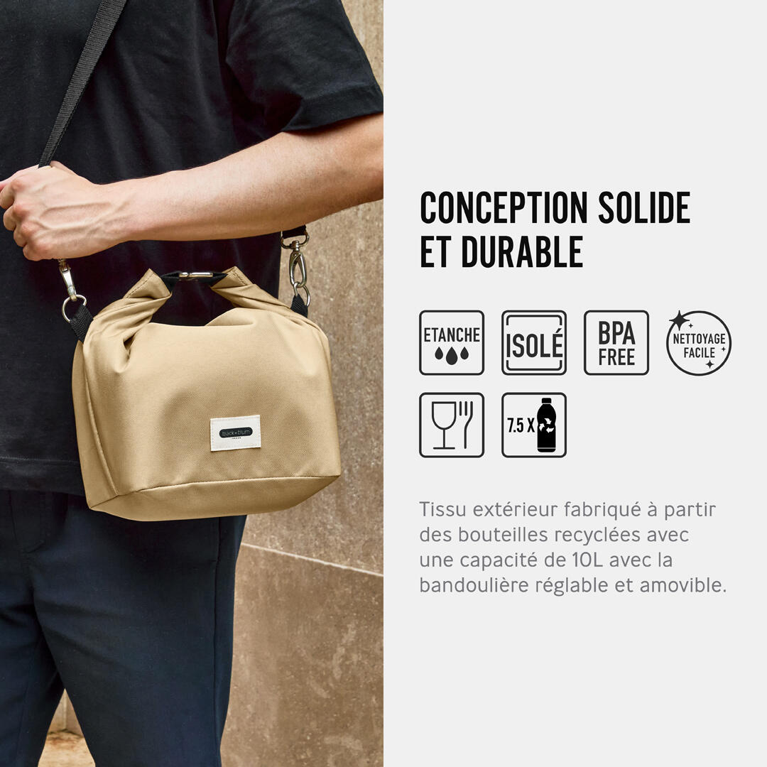 LUNCH BAG ISOTHERME-BEIGE-10L-ÉTANCHE-ECO-RESPONSABLE 3/5