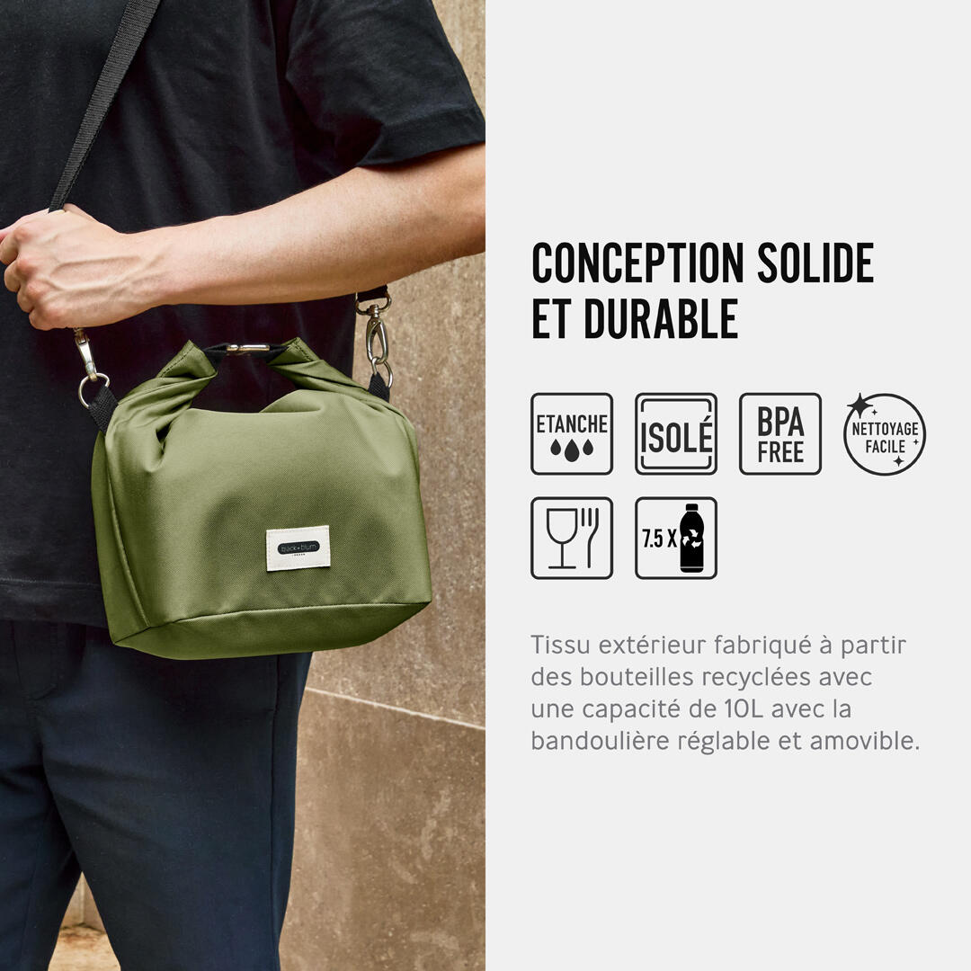LUNCH BAG ISOTHERME- OLIVE-10L-ÉTANCHE-ECO-RESPONSIBLE 3/5