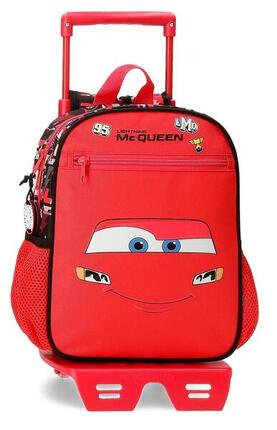 Mochila escolar con carro Cars Mcqueen Red 28 cm Rojo
