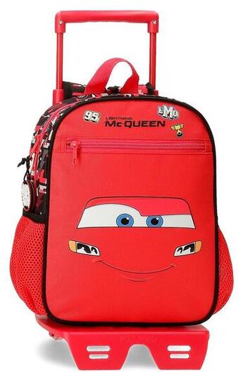 Mochila escolar con carro Cars Mcqueen Red 28 cm Rojo