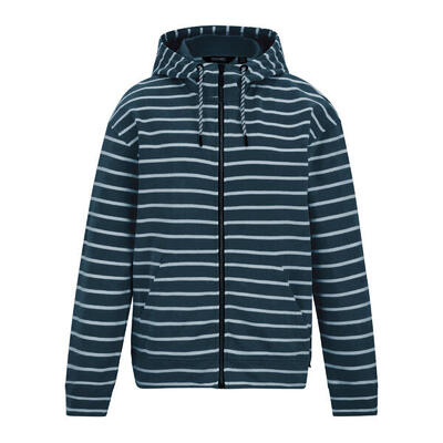 Dames bayletta gestreepte hoodie met volledige ritssluiting (wit, marine)