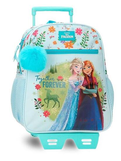 Mochila escolar con carro Frozen Forever 33 cm Azul Claro