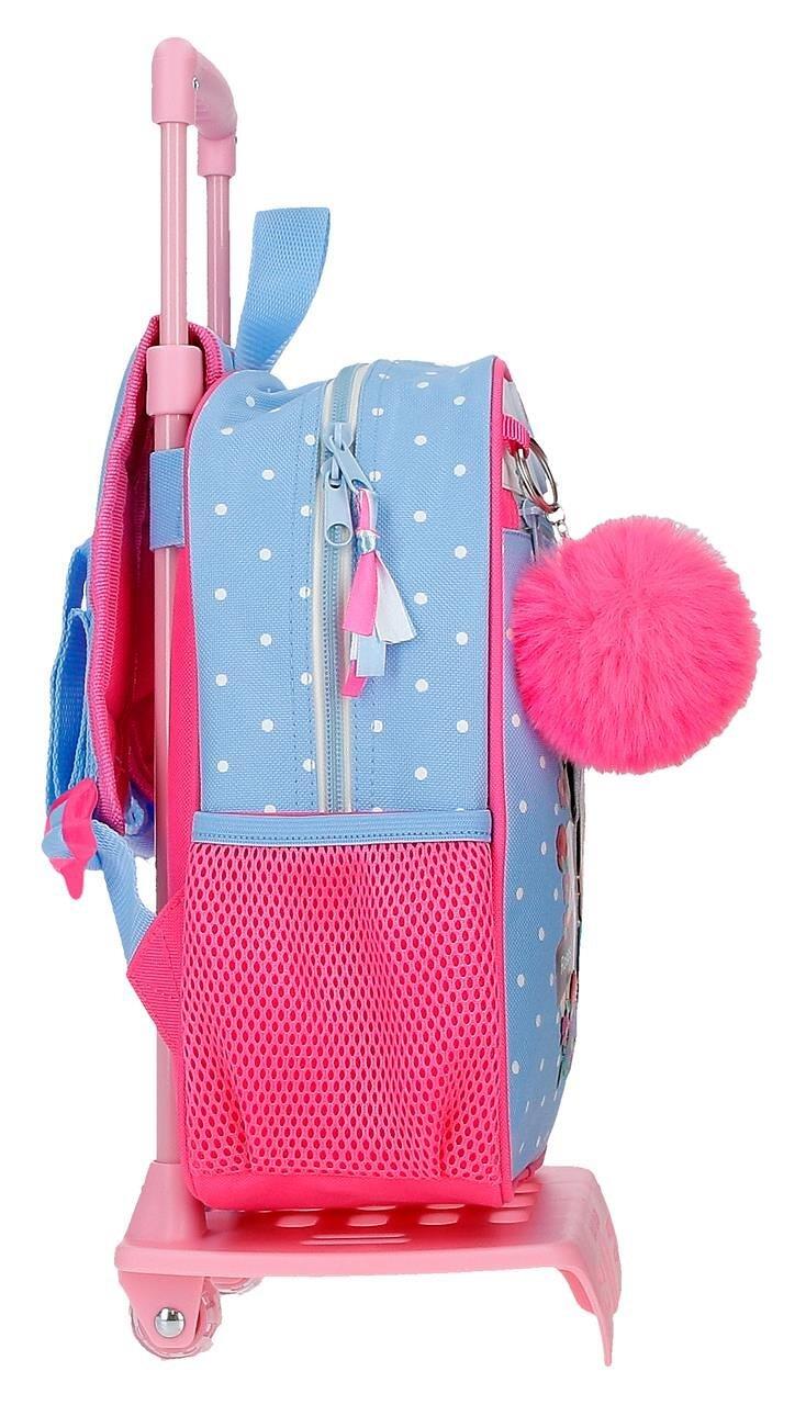 Mochila escolar com carrinho Minnie Flowers 28 cm Azul Claro 4/5
