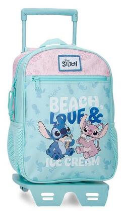Mochila escolar con carro Stitch Beach & Love 28 cm Turquesa