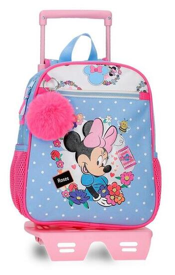 Zaino scolastico con carrello Minnie Flowers 28 cm Azzurro Chiaro
