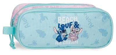 Astuccio due scomparti Stitch Beach & Love Turchese