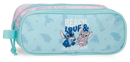 Estuche dos compartimentos Stitch Beach & Love Turquesa