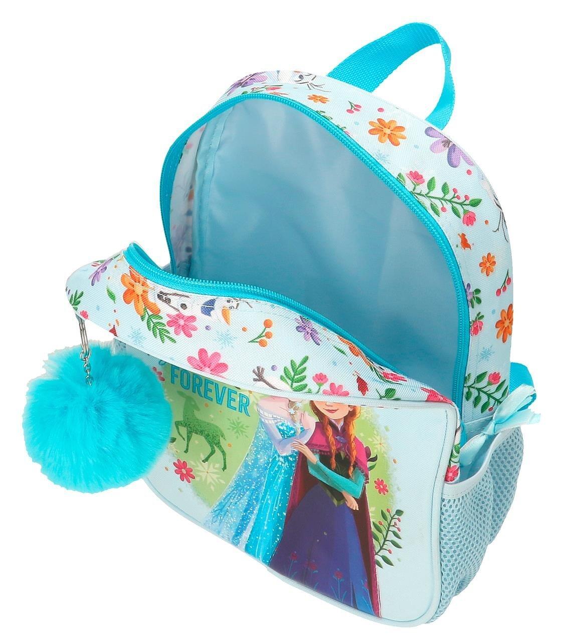Mochila escolar com carrinho Frozen Forever 28 cm Azul Claro 3/5
