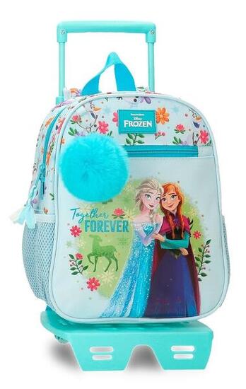 Mochila escolar con carro Frozen Forever 28 cm Azul Claro