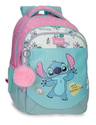 Mochila escolar adaptable a carro Stitch Little Destruction 42 cm Turquesa
