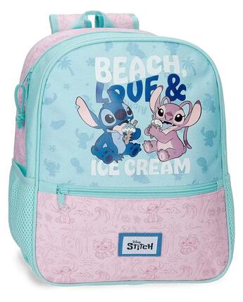 Mochila escolar Stitch Beach & love 27x33x11 cm turquesa