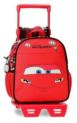 Mochila escolar con carro Cars Mcqueen Red 25 cm Rojo