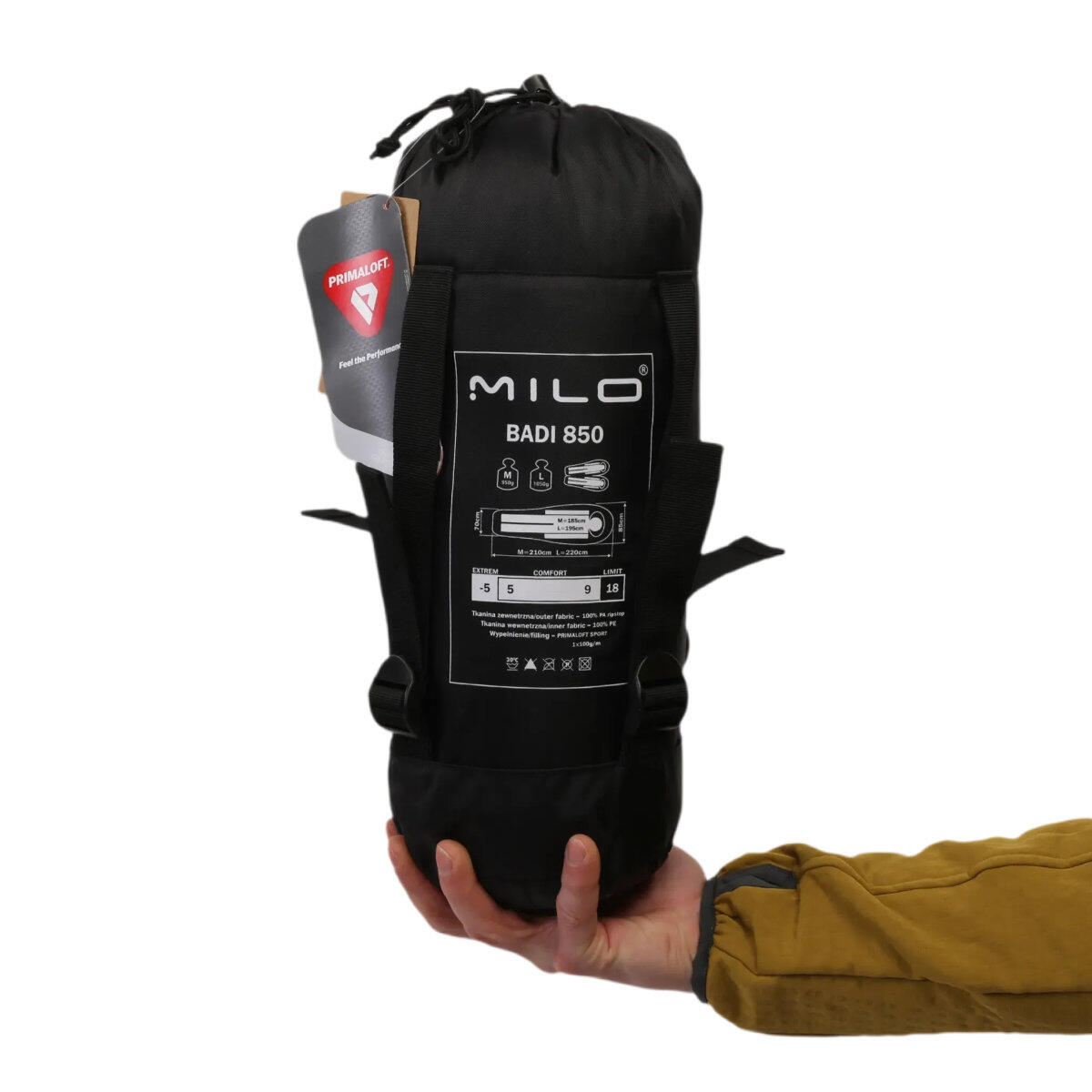 Profesjonalny śpiwór trekkingowy Milo Badi 850 szary 195 Lewy 2/3
