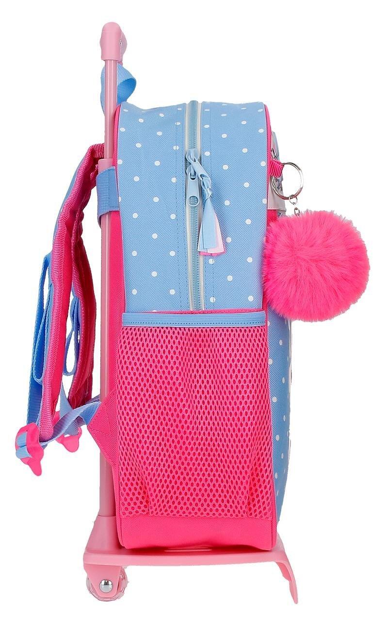 Mochila escolar com carrinho Minnie Flowers 33 cm Azul Claro 4/5