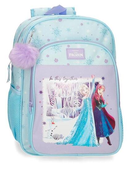 Mochila escolar adaptable a carro Frozen in this together 40 cm Lila