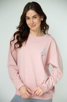 Bluza dresowa damska dłuższa 2skin I love pilates pink