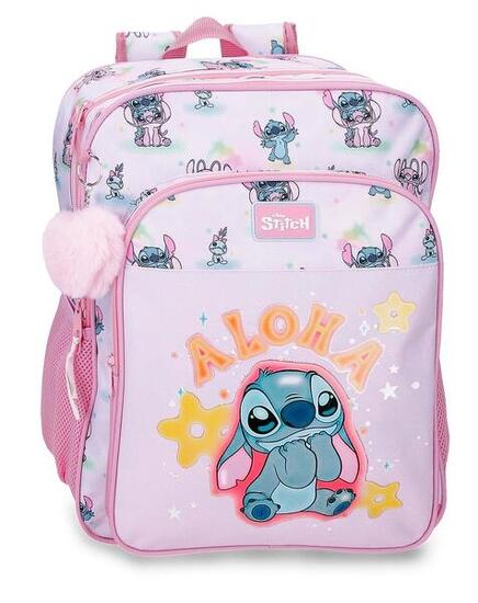 Mochila escolar adaptable a carro Stitch You & Me 40 cm Malva