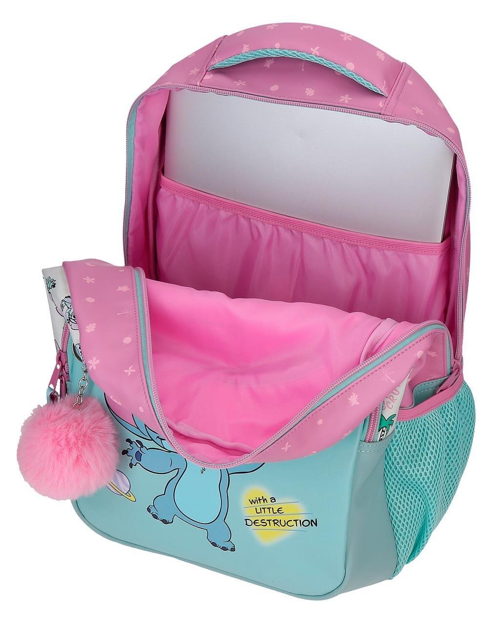 Mochila escolar com carrinho Stitch Little Destruction 42 cm Turquesa 5/5