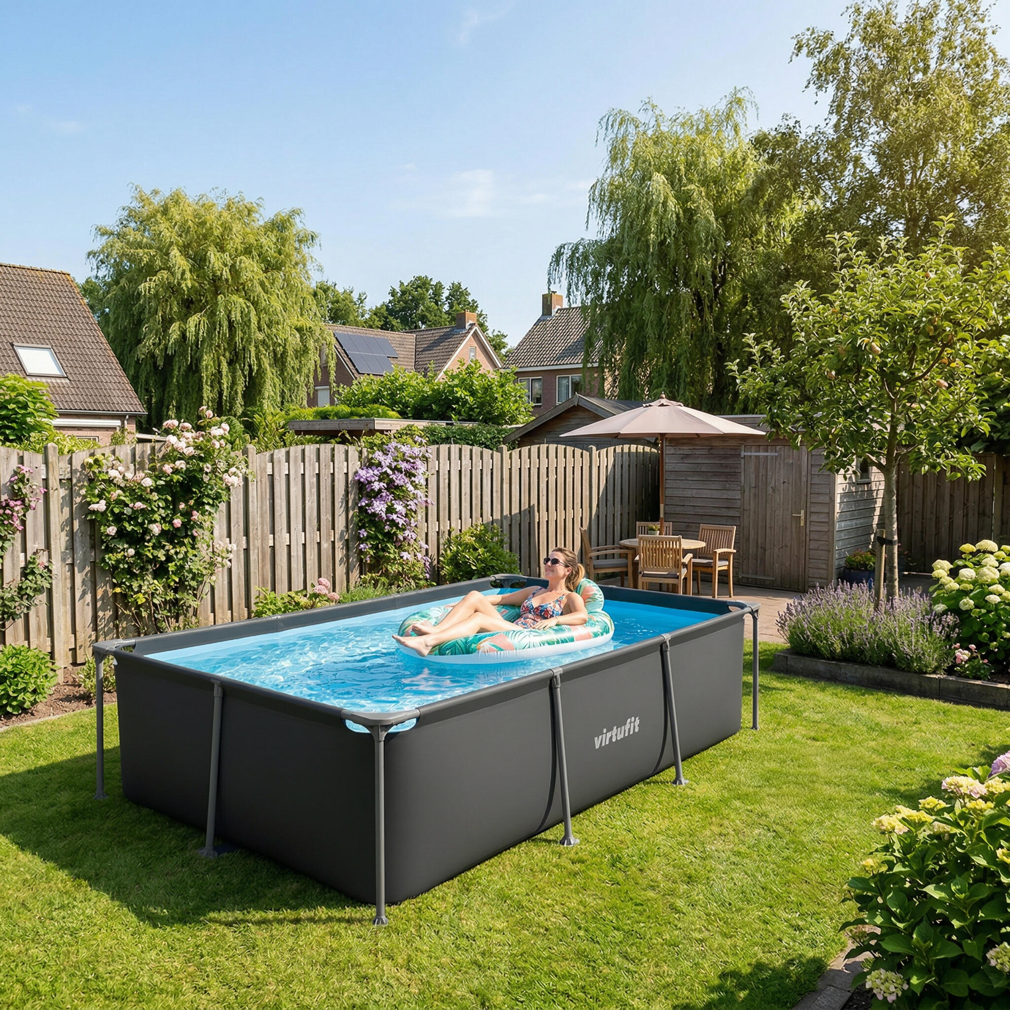Swimming Pool - Rectangular - 260 x 180 x 66 cm - Anthracite - Including Filter 2/8