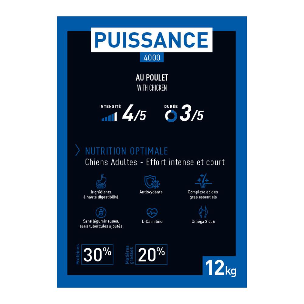 Croquettes chien adulte actif sportif au poulet - Puissance 4000 -12KG 3/5