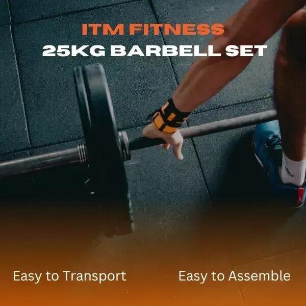 ITM Fitness 25kg  Barbell Set with 150cm Chrome Bar & Carry Case 3/7