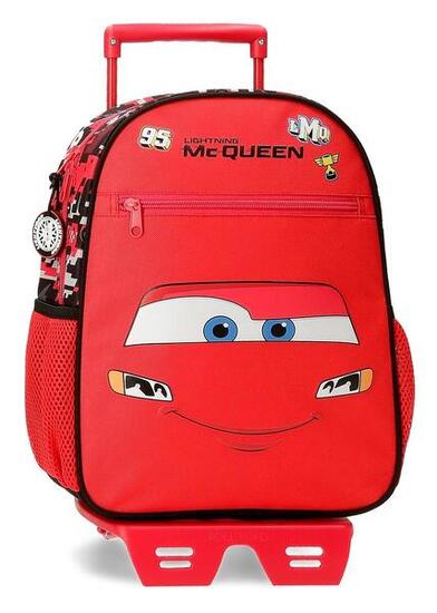Mochila escolar con carro Cars Mcqueen Red 33 cm Rojo