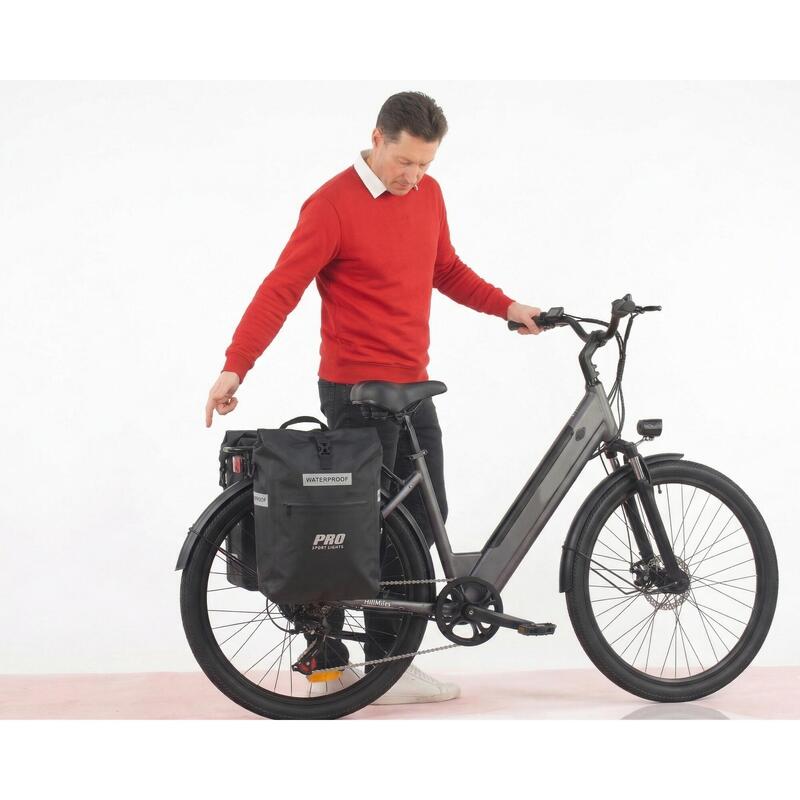 Dvojitá cyklistická brašna s reflexními prvky, voděodolná