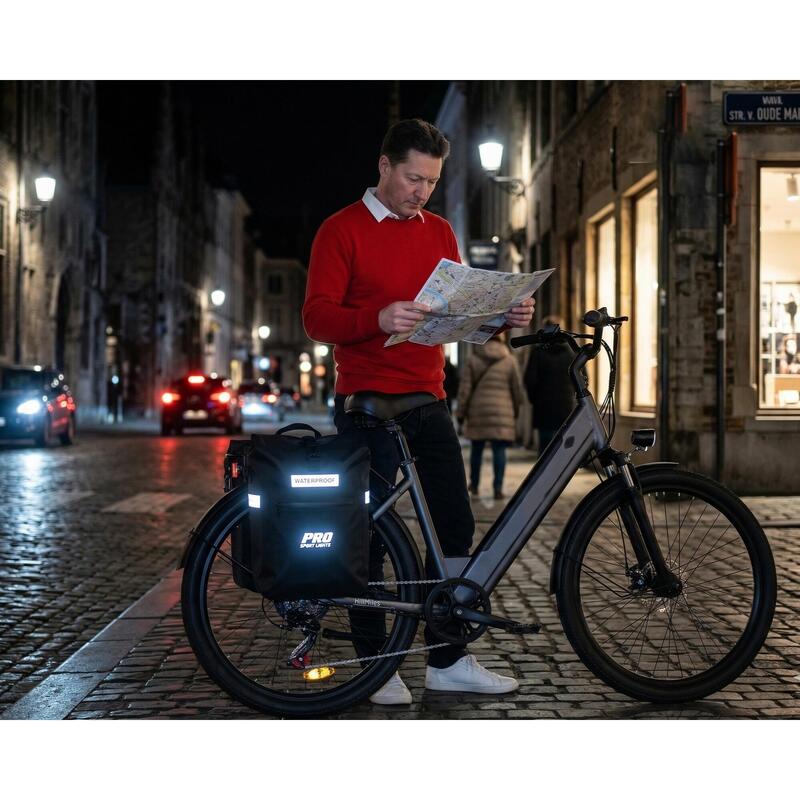 Dvojitá cyklistická brašna s reflexními prvky, voděodolná