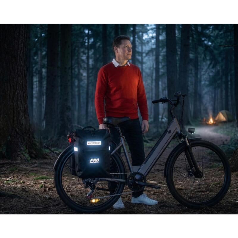 Dvojitá cyklistická brašna s reflexními prvky, voděodolná