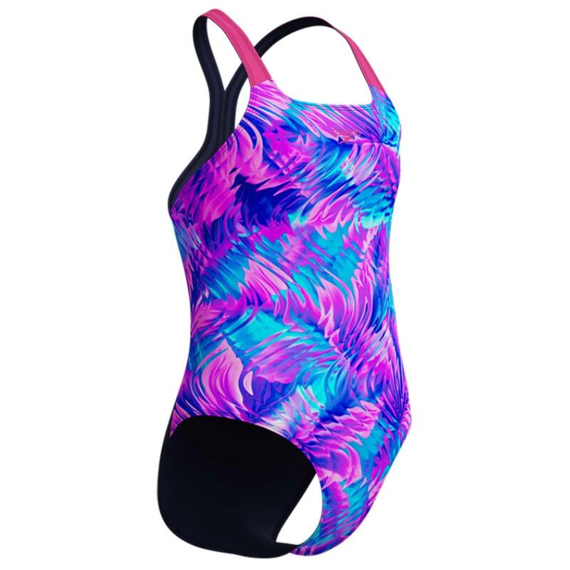 Costum inot fete Speedo Printed Powerback roz/albastru – rezistent la clor