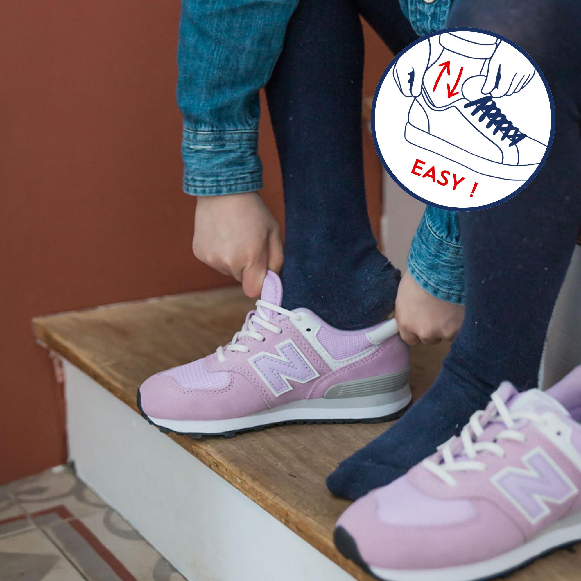 Elastische Schnürsenkel für Kinder, ohne Binden, Turnschuhe Sneakers - weiß 4/6