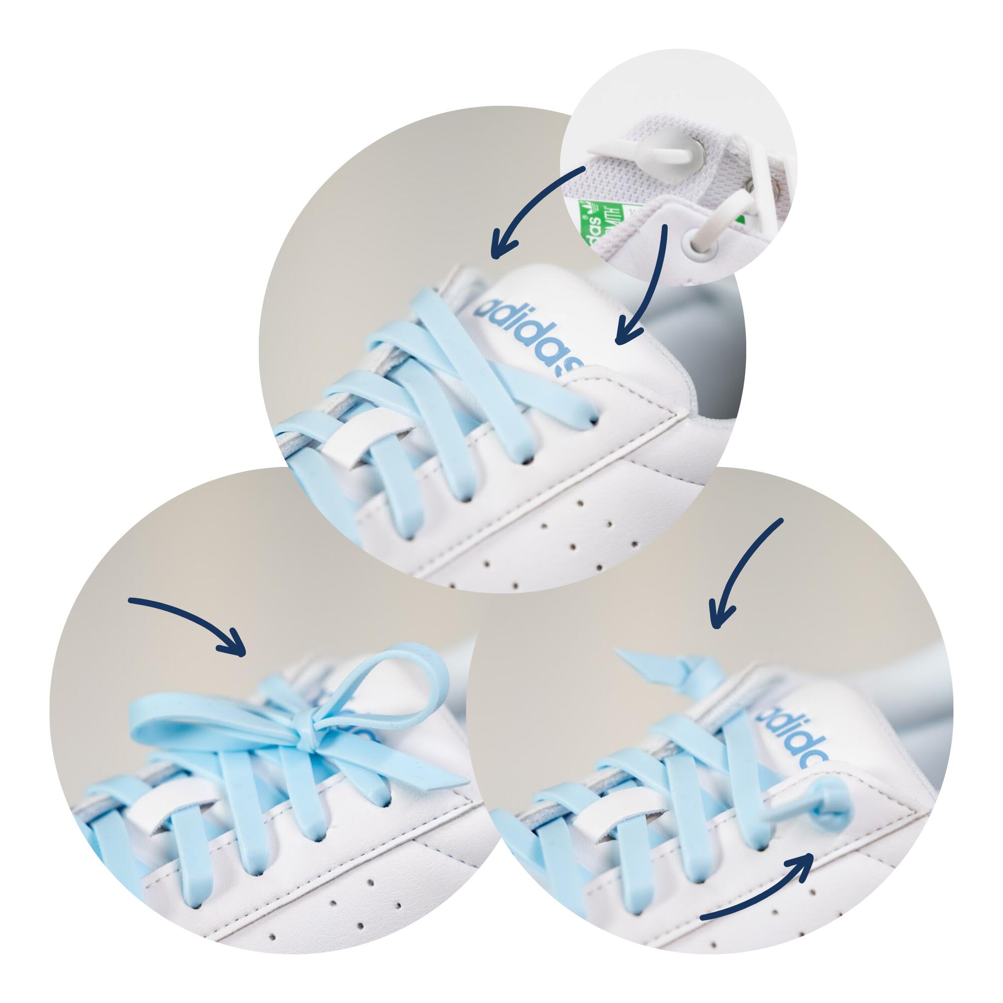 Elastische Schnürsenkel für Kinder, ohne Binden, Turnschuhe Sneakers - weiß 6/6