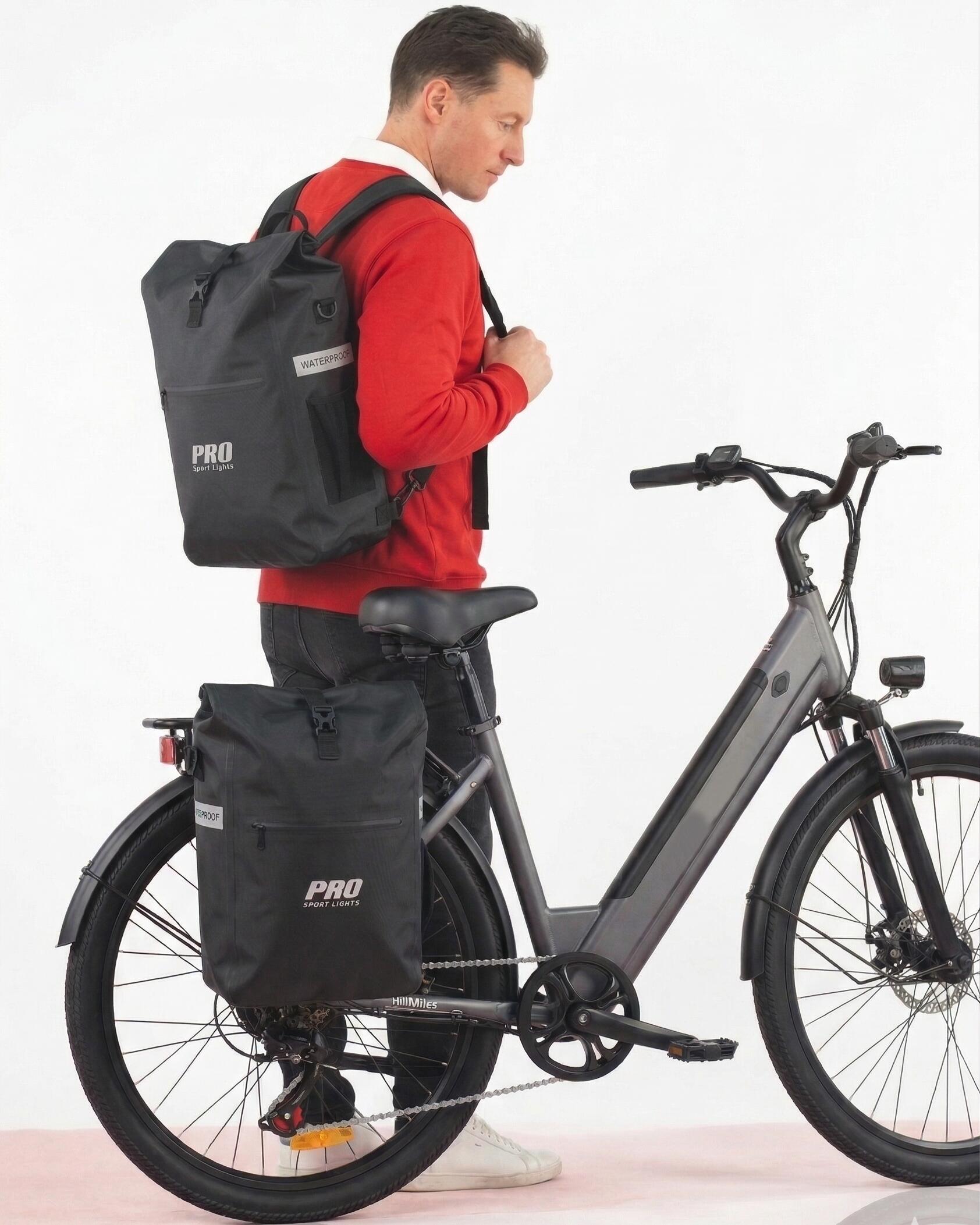 Sacoche de vélo simple 26 litres imperméable noir 2/7