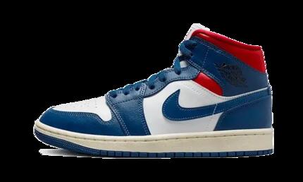 Chaussures - basket - air jordan 1 mid french blue - blanc/bleu/rouge