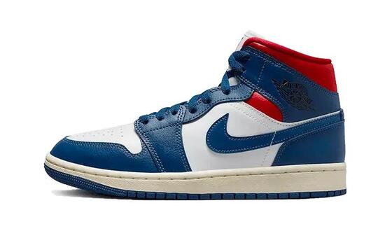 Chaussures - basketball - mixte - air jordan 1 mid - blanc/bleu