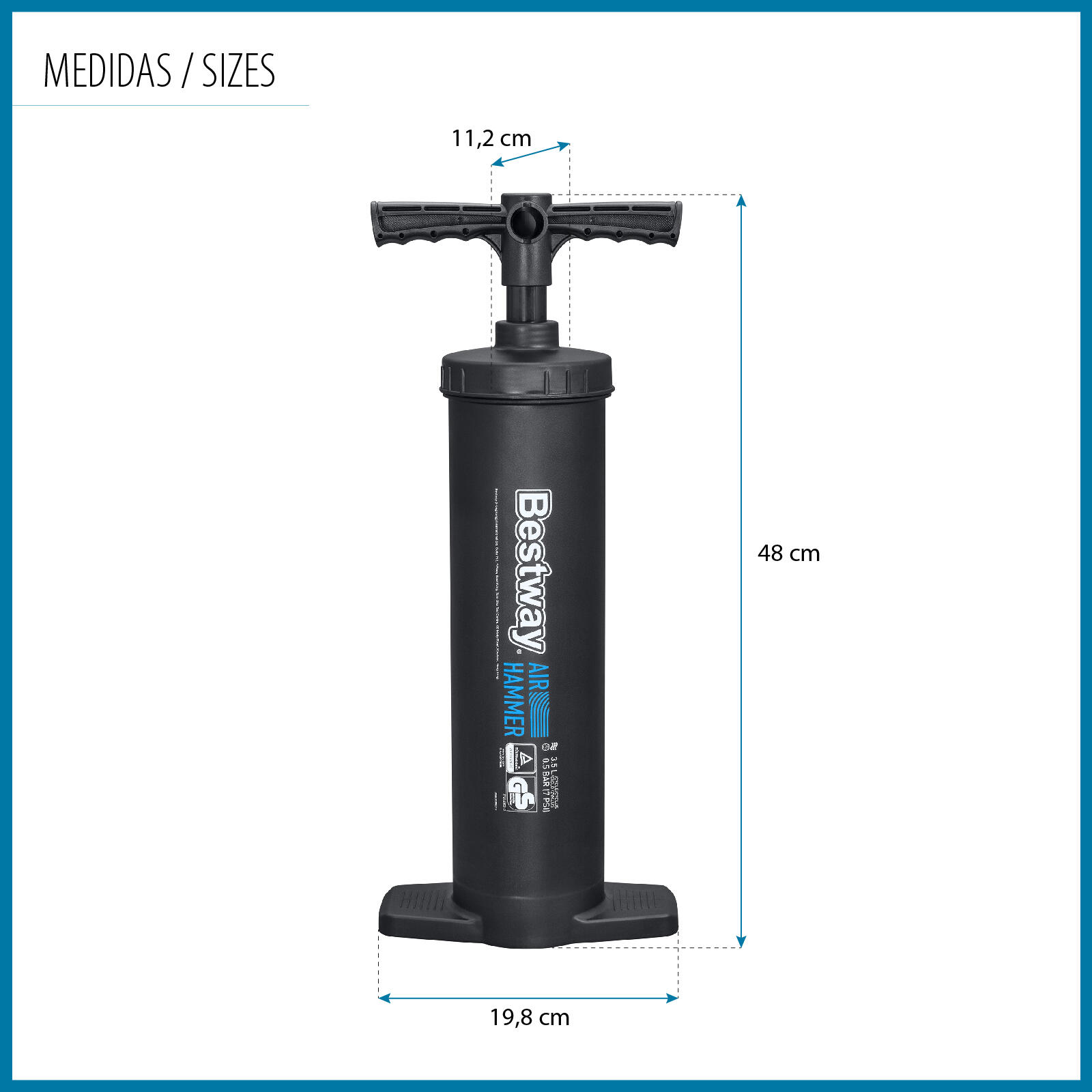 Bomba de mão Bestway 48 cm para produtos infláveis 4/5
