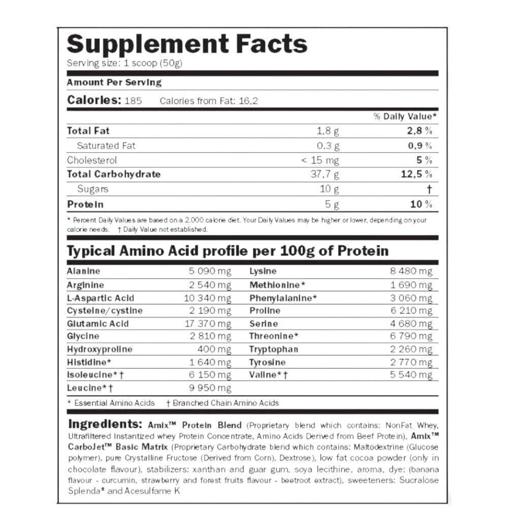 Carbojet Basic - 3kg Vanille de Amix Nutrition 2/4