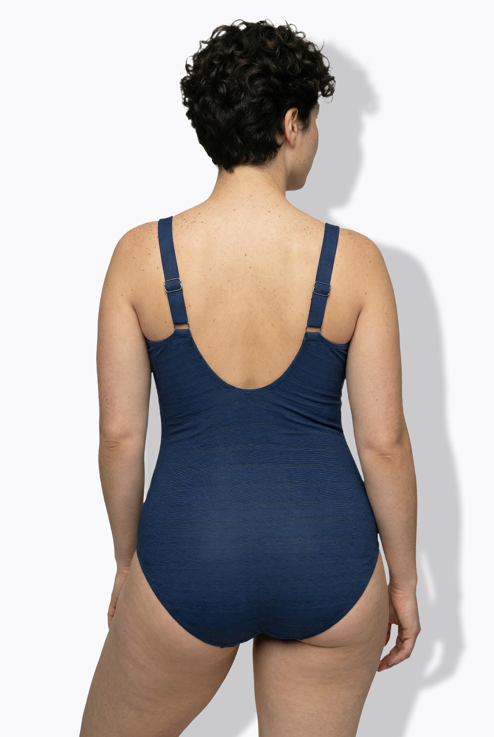 Femme Maillot de bain rayé à bonnets souples décolleté esprit cache-cœur 2/7