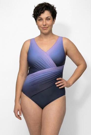 Femme Maillot de bain avec dégradé de couleurs drapé et bonnets souples