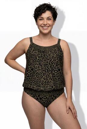 Femme Tankini avec bonnets souples motif léopard