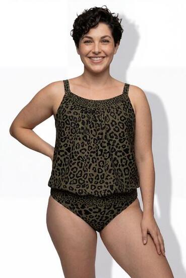 Femme Tankini avec bonnets souples motif léopard