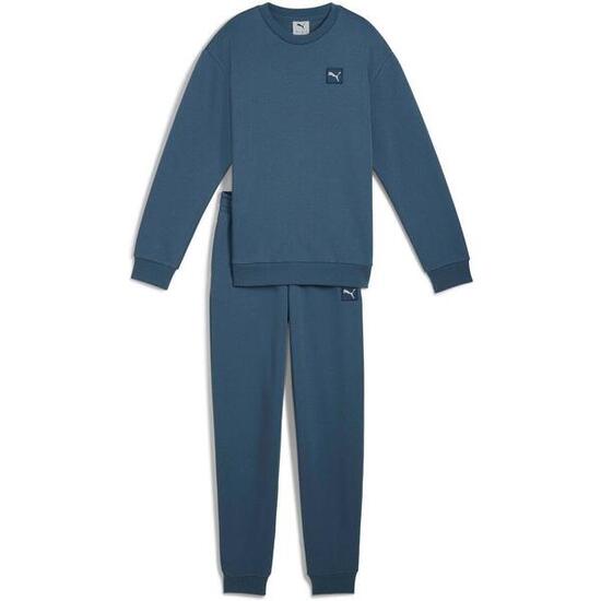 Tuta Puma Ess Elevated Relaxed Crew Sweat Suit Fl Blu Bambini