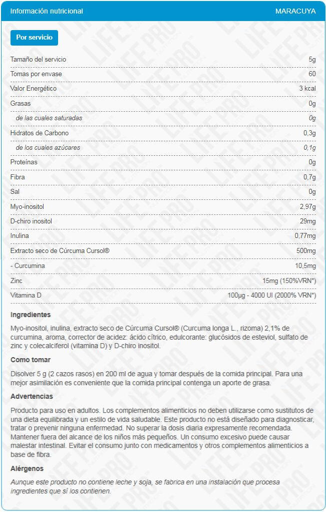 OvaPro Formula all'inositolo - 300 g Frutto della passione LifePRO 4/5
